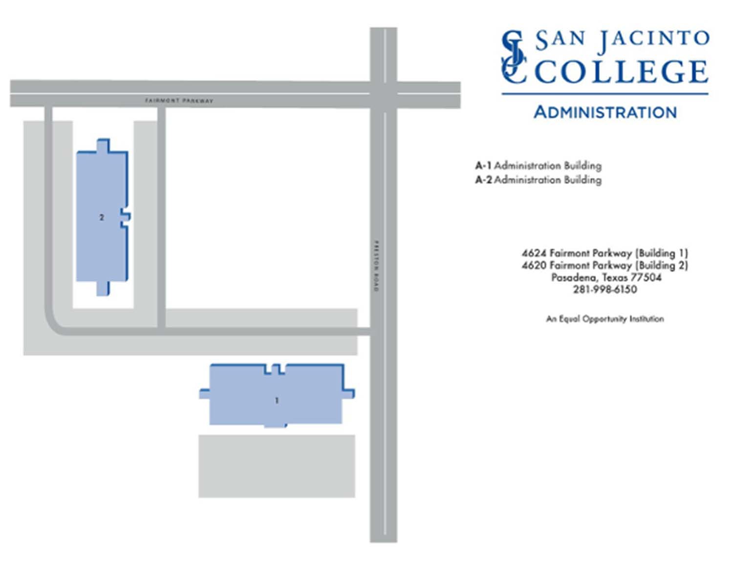 map of the district offices at san jac