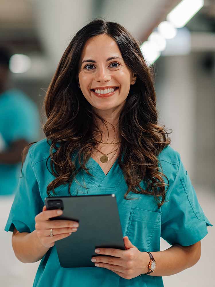 Smiling Health Information Hispanic Lady